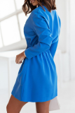 Casual Solid Patchwork Turndown Collar Shirt Dress Dresses