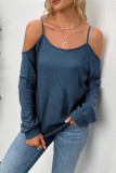 Fashion Casual Solid Patchwork Spaghetti Strap T-Shirts