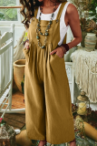 Casual Solid Patchwork Square Collar Straight Jumpsuits