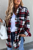 Casual Vintage Plaid Patchwork Buckle Turndown Collar Outerwear