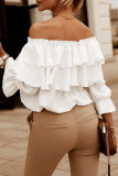 Fashion Solid Flounce Off the Shoulder Tops