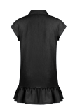Casual Street Solid Buckle Flounce POLO collar A Line Dresses