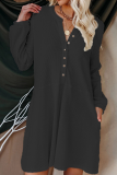 Casual Solid Patchwork Buckle A Line Dresses