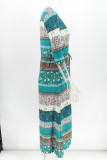 Fashion Street Print Patchwork V Neck Printed Dresses