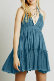 Fashion Street Polka Dot Patchwork V Neck Irregular Dresses