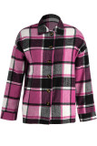 Casual Plaid Patchwork Buckle Turndown Collar Tops