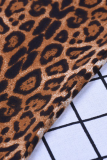 Fashion Street Animal Print Leopard Patchwork Basic Boot Cut High Waist Full Print Bottoms