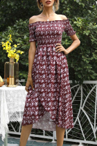 Elegant Floral Patchwork Off the Shoulder A Line Dresses