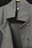 Casual Solid Patchwork Buckle Turndown Collar Outerwear