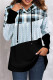 Casual Plaid Print Patchwork Hooded Collar Tops