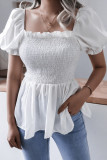 Fashion Casual Solid Patchwork Square Collar Tops