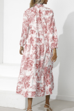 Fashion Elegant Tie Dye Patchwork Frenulum Stringy Selvedge Collar A Line Dresses