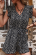 Casual Print Flounce V Neck Straight Rompers