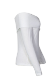 Fashion Solid Patchwork One Shoulder Low Waist Tops