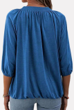 Casual Solid Patchwork Fold O Neck T-Shirts