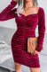 Fashion Elegant Solid Patchwork Fold Square Collar Pencil Skirt Dresses