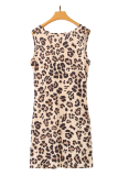 Fashion Elegant Leopard Fold V Neck A Line Dresses