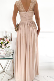 Casual Solid Slit V Neck Evening Dress Dresses