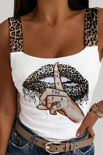 Casual Leopard Patchwork Spaghetti Strap Tops
