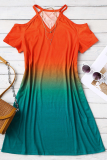 Street Tie Dye Hollowed Out V Neck Dresses