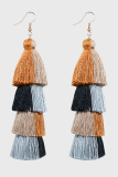 Color Lump Tassel Patchwork Earrings