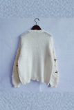 Casual Patchwork Hollowed Out Cardigan Collar Tops