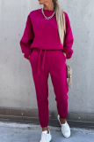 Fashion Casual Solid Patchwork Frenulum O Neck Long Sleeve Two Pieces