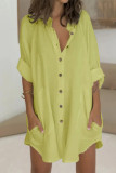 Fashion Casual Solid Patchwork Turndown Collar Shirt Dress
