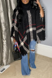 Casual Patchwork Tassel Turtleneck Tops