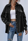 Casual Solid Pocket Buckle Turndown Collar Outerwear