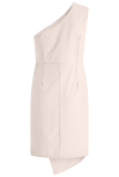 Casual Solid Patchwork One Shoulder Irregular Dress Dresses