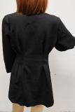 Casual Solid Patchwork V Neck Shirt Dress Dresses