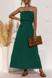 Fashion Casual Solid Patchwork Strapless A Line Dresses