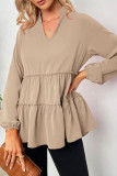 Fashion Casual Solid Patchwork V Neck Tops