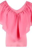 Casual Solid Mesh V Neck T-Shirts