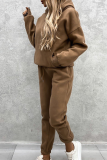 Street Sportswear Solid Patchwork Pocket Hooded Collar Long Sleeve Two Pieces