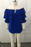 Fashion Solid Flounce Off the Shoulder Tops