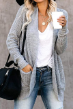 Casual Solid Patchwork Pocket V Neck Tops Sweater