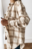 Casual Vintage Plaid Patchwork Buckle Turndown Collar Outerwear