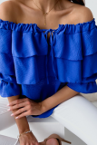 Fashion Solid Flounce Off the Shoulder Tops