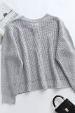 Casual Solid Buckle O Neck Tops Sweater