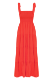 Casual Solid Bandage Square Collar Cake Skirt Dresses