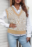 Fashion Casual Print Patchwork V Neck Tops