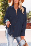 Casual Solid Patchwork Turndown Collar Tops