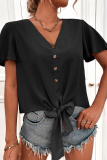 Casual Dot Patchwork V Neck Tops