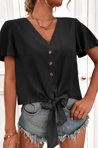 Casual Dot Patchwork V Neck Tops