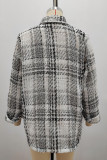 Elegant Plaid Buttons Turndown Collar Outerwear