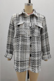 Elegant Plaid Buttons Turndown Collar Outerwear