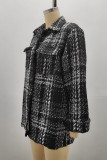 Elegant Plaid Buttons Turndown Collar Outerwear
