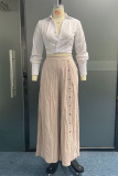 Street Solid Solid Color Turndown Collar Long Sleeve Two Pieces